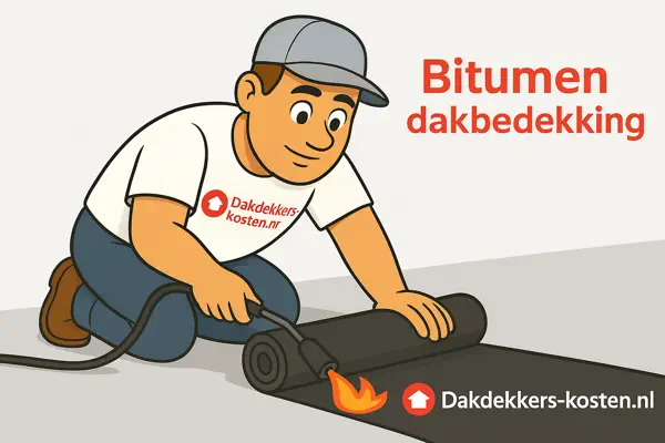 Dakdekker die bitumen dakbedekking brandt op een plat dak – professionele dakbedekking door dakdekker