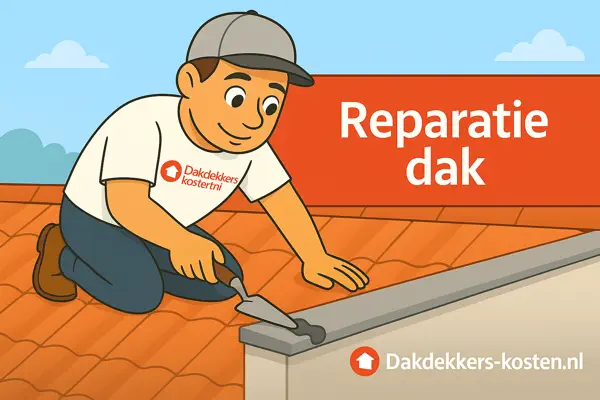 Dakdekker voert reparatie uit aan pannendak tijdens dakonderhoud