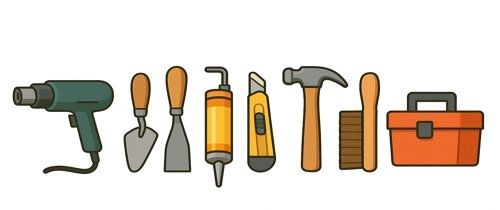 Gereedschap van dakdekker voor dakreparatie en dakonderhoud