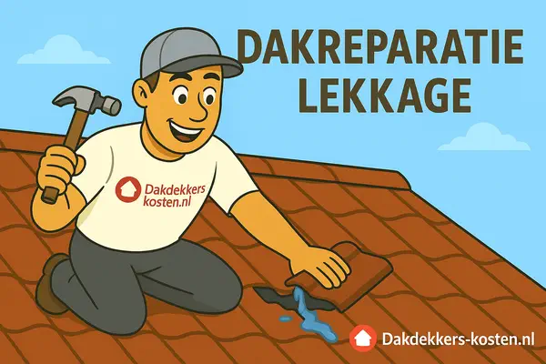 Dakdekker repareert daklekkage door kapotte dakpan te vervangen