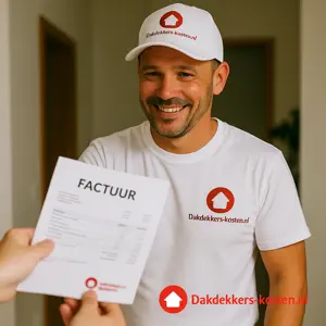Dakdekker ontvangt factuur na dakrenovatie of dak vervangen bij woning