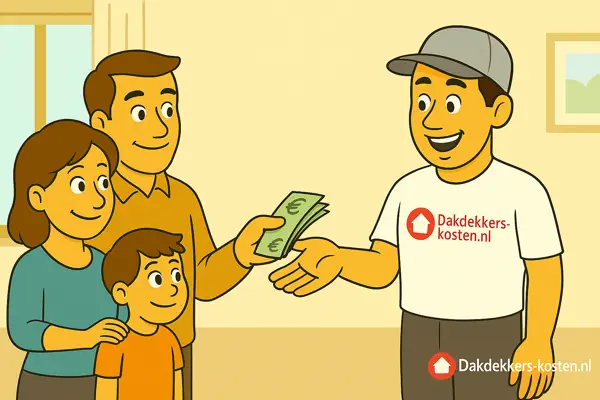 Huiseigenaar betaalt dakdekker voor dakreparatie of dakrenovatie