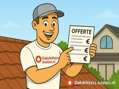 Dakdekker toont offerte met kosten voor dakreparatie of dakrenovatie
