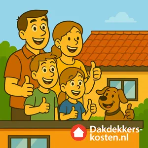 Gezin tevreden met nieuwe dakbedekking op woning na dakrenovatie