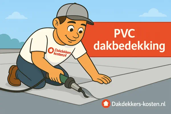 Dakdekker plaatst PVC dakbedekking op een plat dak met lasapparaat
